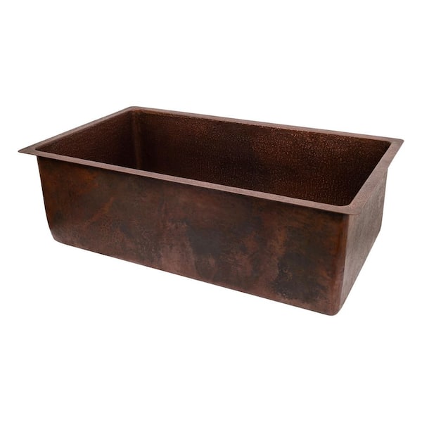 Terra Firma 33 in. x 19 in. Drop-In/Undermount Single Bowl 9 Gauge Oil Rubbed Bronze Copper Kitchen Sink