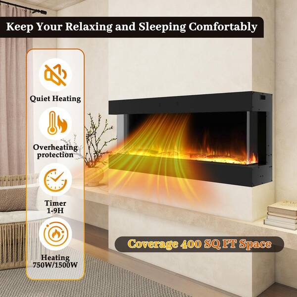 Boyel Living 63.94 in. Wall Mounted and Recessed Electric