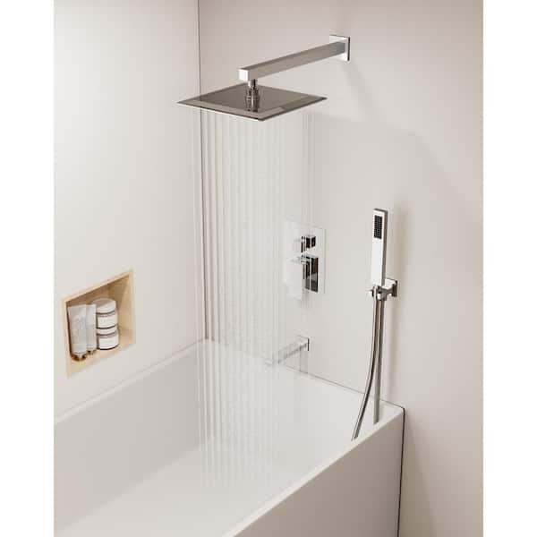 Single Handle 3-Spray 10 in. Wall Mount Shower Faucet 2.5 GPM with High Pressure in Chrome (Valve Included)