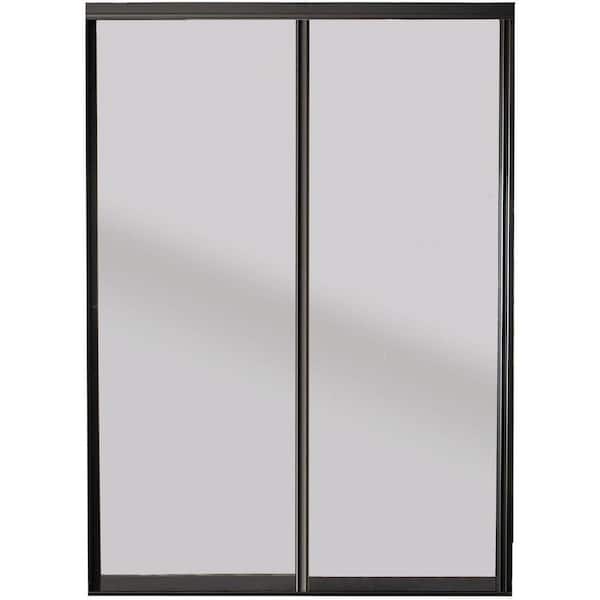 Contractors Wardrobe 48 in. x 81 in. Silhouette 1-Lite Bronze Aluminum Frame Mystique Glass Interior Sliding Closet Door