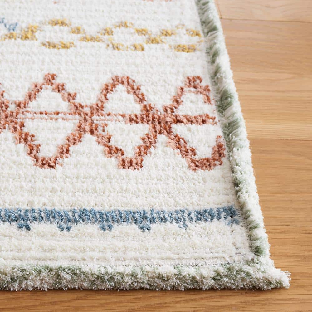 Ivory and Multicolor Flat Woven Wool Area Rug, 8' x 10'