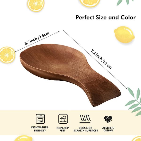 Acacia Wood Spoon Rest for Stove Top, Kitchen, Counter, Countertop, Farmhouse as Dining Table Decoration, Brown