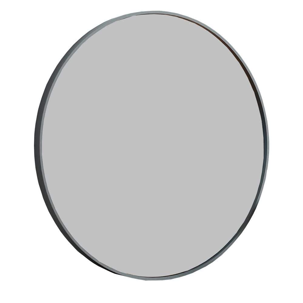 Black 24 in W x 24 in. H Farmhose Round Glass Framed Mirror Wall Mirror Wal