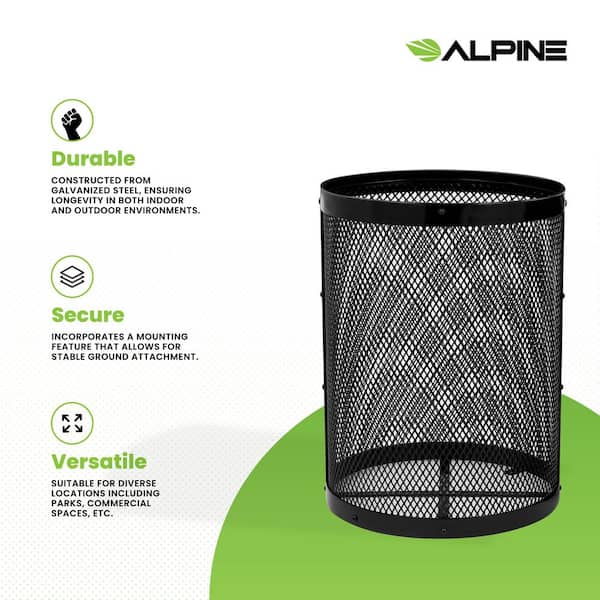 36 Gal. Black Steel Diamond Outdoor Commercial Trash Can