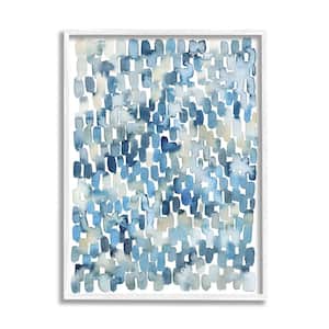 "Coastal Tile Abstract Soft Blue Beige Shapes" by Grace Popp Framed Abstract Wall Art Print 24 in. x 30 in.