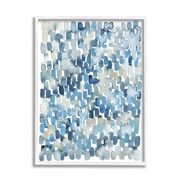 "Coastal Tile Abstract Soft Blue Beige Shapes" by Grace Popp Framed Abstract Wall Art Print 11 in. x 14 in.