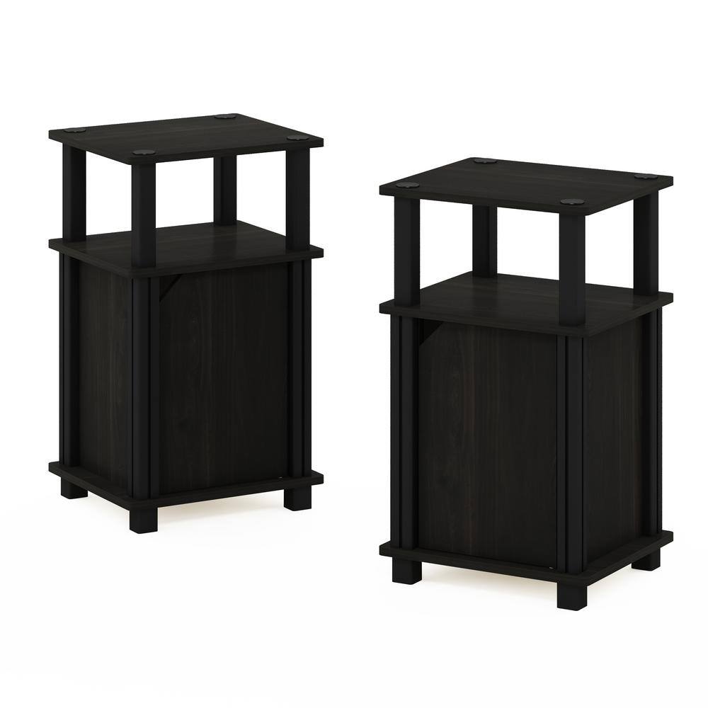 Espresso Black Engineered Wood 3-Tier End Table with Storage