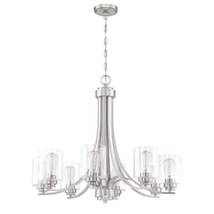 Bolden 8-Light Brushed Nickel Finish with Seeded Glass Transitional Chandelier for Kitchen/Dining/Foyer No Bulb Included