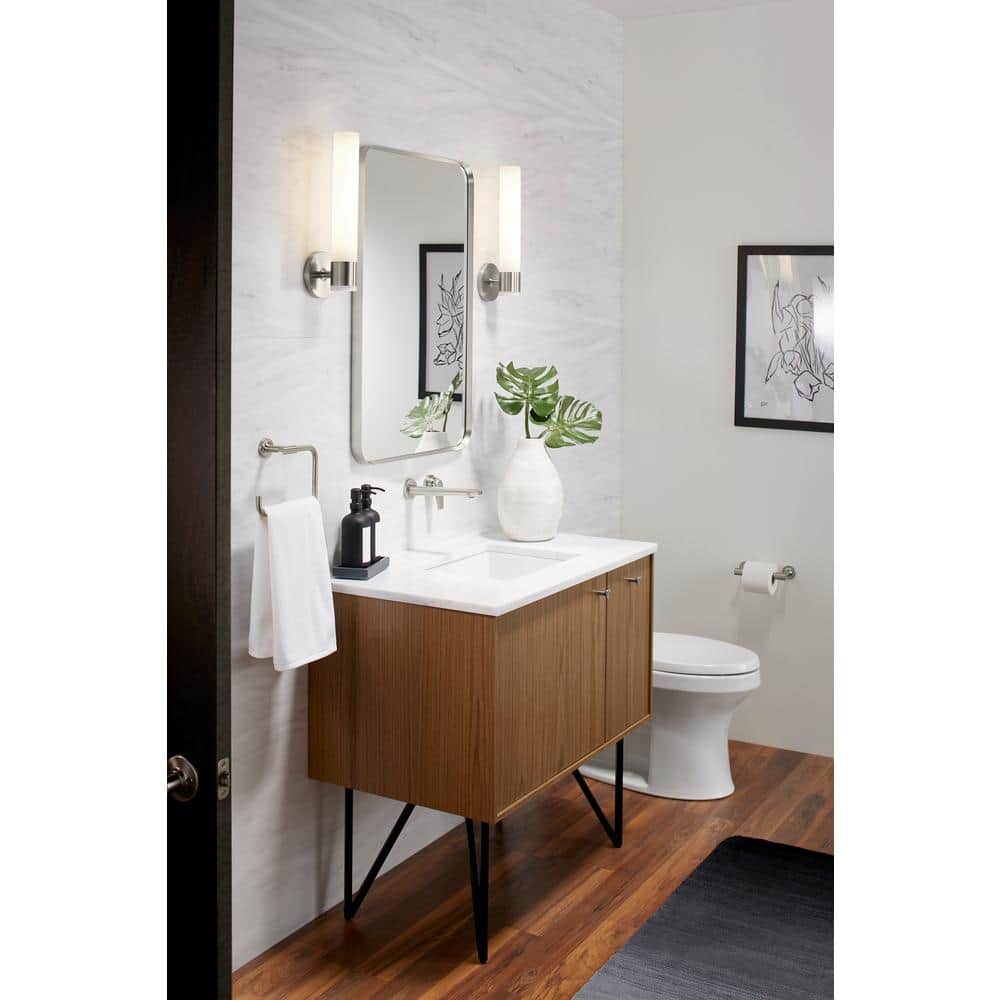 Essential Brushed Nickel 34" x 22" Rectangular Bathroom Vanity Mirror