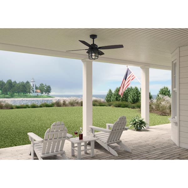 Hunter Port Royale 52 in. LED Indoor/Outdoor Natural Iron Ceiling Fan with Light and Remote