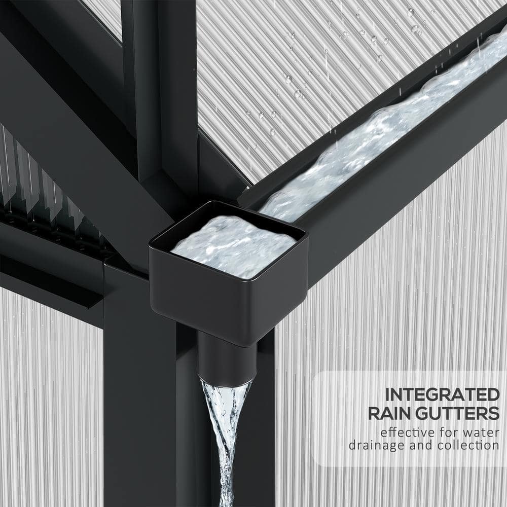 Gray Polycarbonate Walk-In Greenhouse with Sliding Door