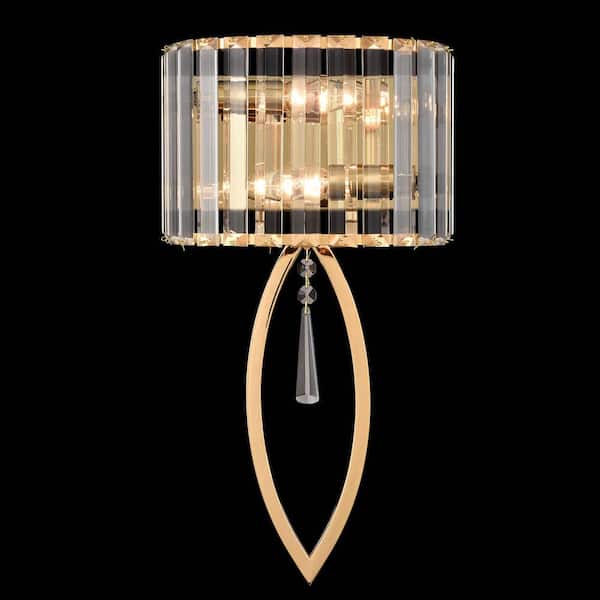 CLAXY 4.7 in. 2-Light Brass Modern Wall Sconce with Standard Shade