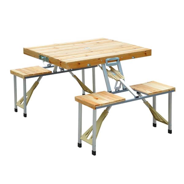 Foldable Folding Picnic Table Portable Camping Table Outdoor Golden Picnic Desk 