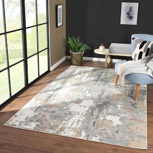 Chesta Beige 8 ft. x 10 ft. Abstract Modern/Contemporary Luxelon Blend Area Rug