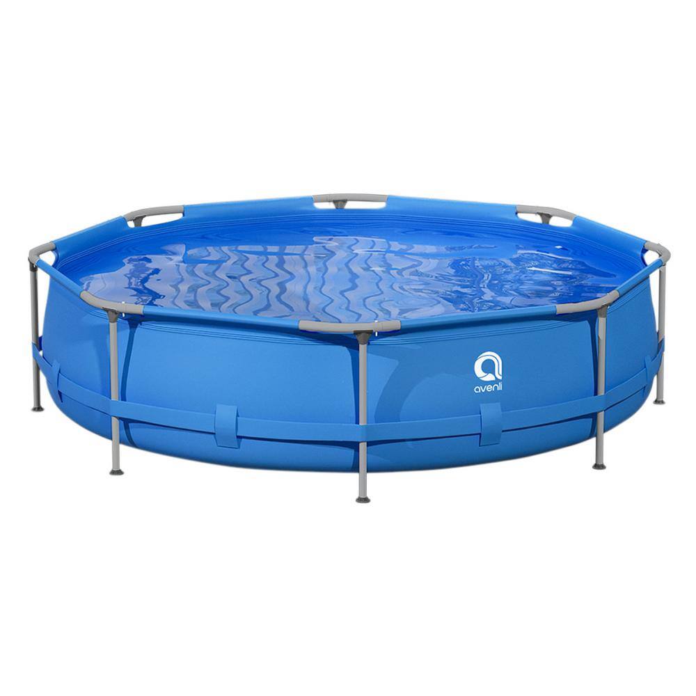 AVENLI 10 ft. Round 30 in. Outdoor Above Ground Swimming Pool Metal ...