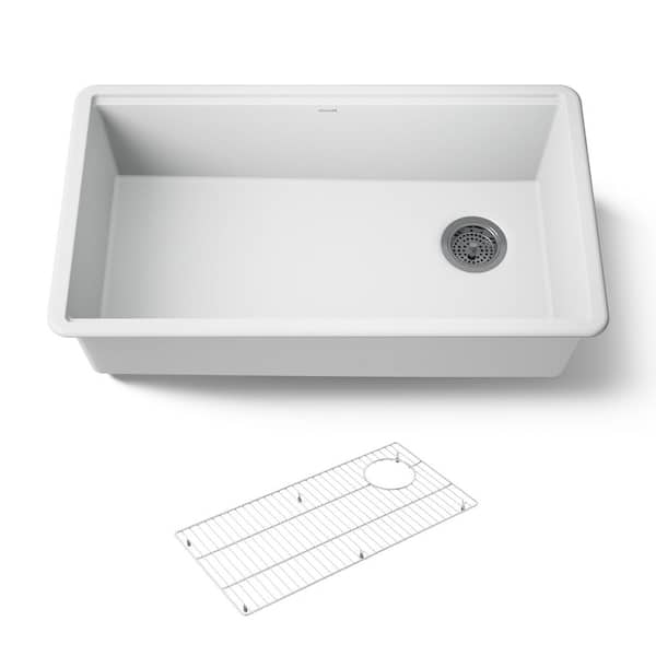 Billings 32.5 in. Undermount Single Bowl Granite Composite Kitchen Sink in Matte White