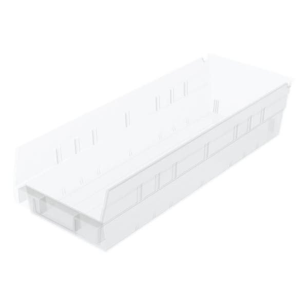 30138 Plastic Storage Shelf Bins, 18 in. D x 6 1/2 in. W x 5 in. H, Clear, 12-pack