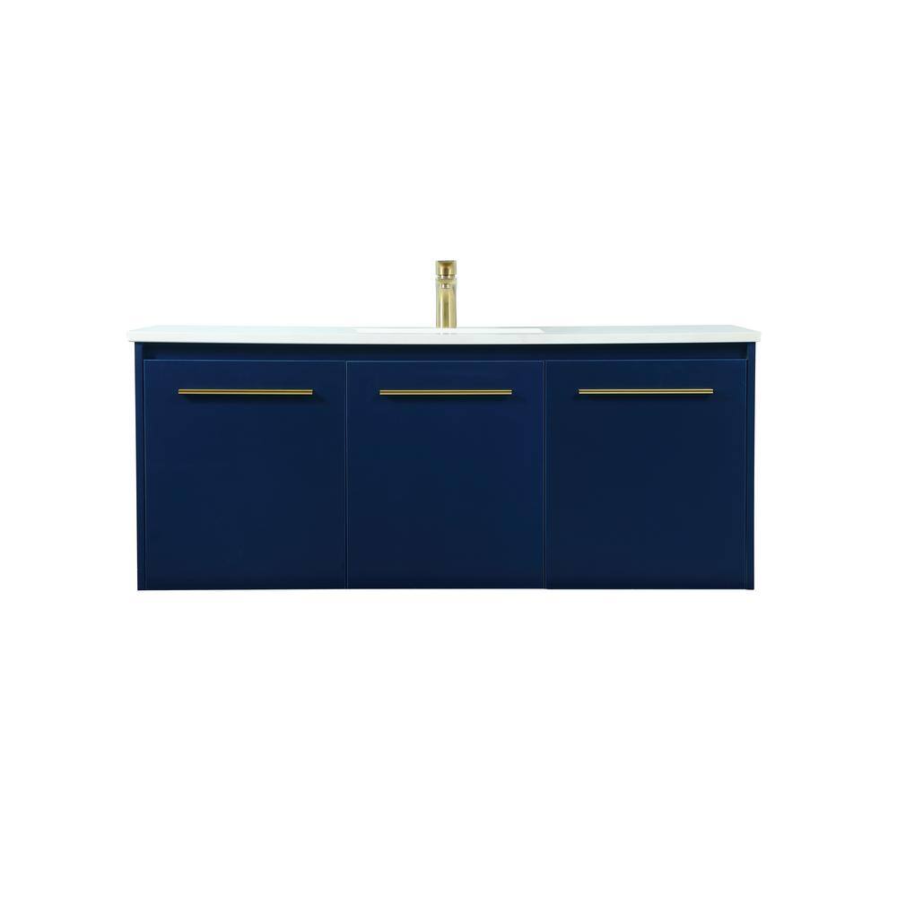 Timeless Home 48 in. W Single Bath Vanity in Blue with Engineered Stone Van