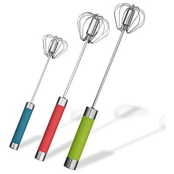 Stainless Steel Semi-automatic Hand Push Rotary Egg Whisk Blender Set 3 Colors Kitchen Mixer 3 Pieces