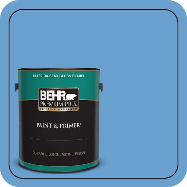 BEHR PREMIUM PLUS 1 gal. #P520-4 Cornflower Semi-Gloss Enamel Exterior Paint & Primer