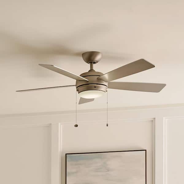Starkk 52 in. Indoor Brushed Nickel Downrod Mount Ceiling Fan with Integrated LED with Pull Chain