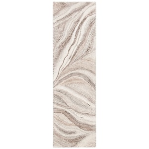 Metro Ivory/Brown 2 ft. x 8 ft. Abstract Gradient Runner Rug