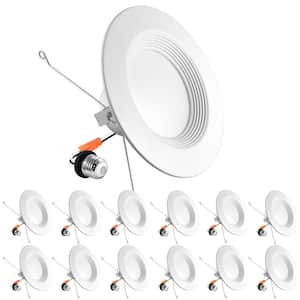 5/6 in. Can Light 14-Watt 5-Color Selectable Dimmable Remodel Integrated LED Recessed Light Kit Baffle Trim (12-Pack)