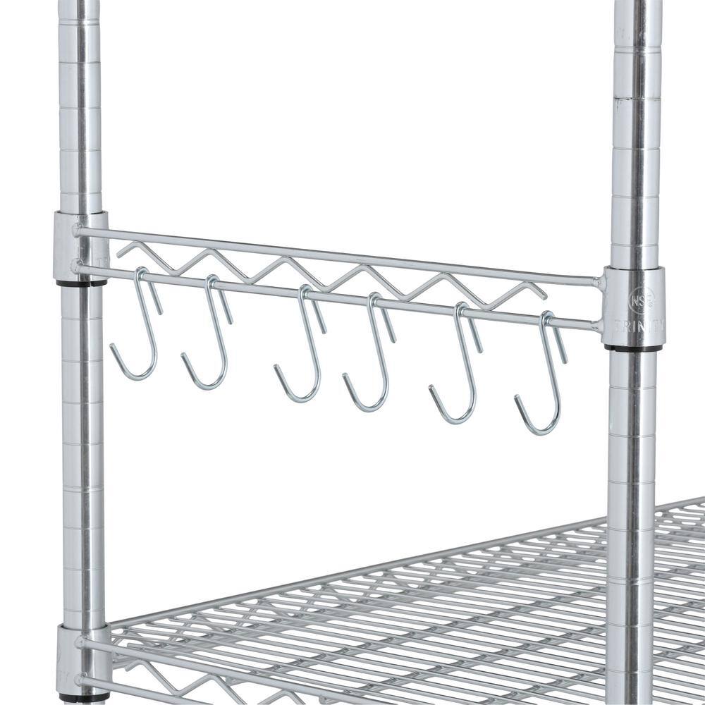 Adjustable Black 5-Tier Chrome Wire Shelving Unit with Hooks