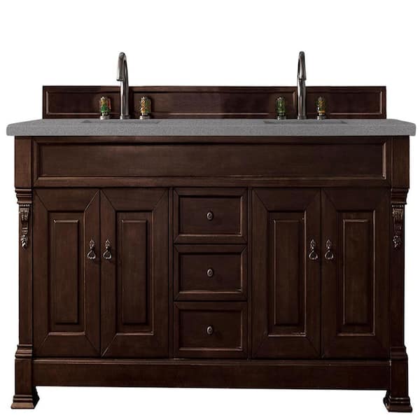 James Martin Vanities Brookfield 72 in. W x 23.5 in. D x 34.3 in. H Double Vanity in Burnished Mahogany with Grey Expo Top