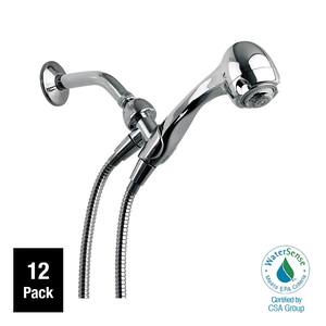 Earth 3-Spray 2.7 in. Single Wall Mount Handheld 1.5 GPM Shower Head in Chrome (12-Pack)