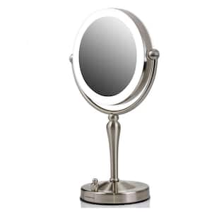 Dual-Sided Magnifying LED Lighted Tabletop Makeup Mirror with Acrylic Edge with 1x 5x Magnification