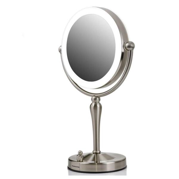 OVENTE DualSided Magnifying LED Lighted Tabletop Makeup Mirror with