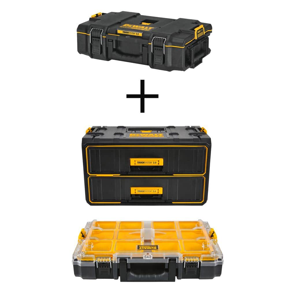 DEWALT TOUGHSYSTEM 2.0 22 in. Small Tool Box, 21.8 in. Tool Box and  10-Compartment Deep Small Parts Organizer DWST08165W32040 The Home Depot