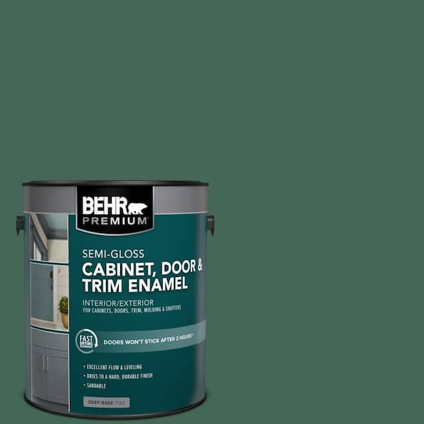 BEHR PREMIUM 1 gal. #M420-7 Billiard Green Semi-Gloss Enamel Interior/Exterior Cabinet, Door & Trim Paint