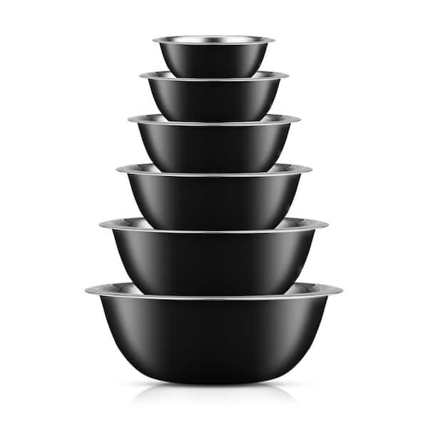JoyFul 6-Piece Stainless Steel Black Mixing Bowl Set