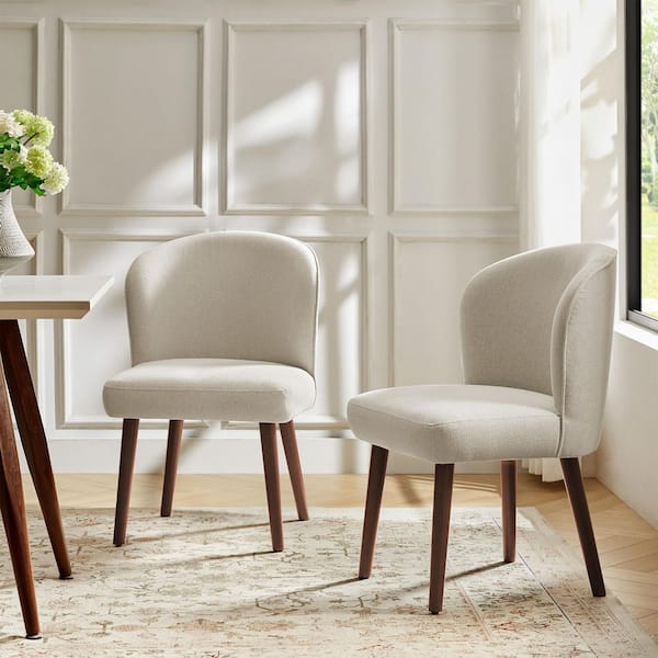 Bblythe Linen Mid-Century Polyester Upholstered Dining Chair Set of 2