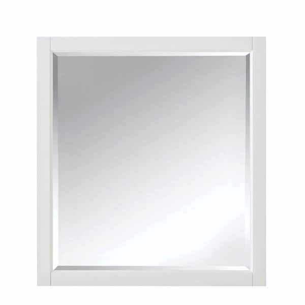 Photo 1 of 33 in. W x 36 in. H Framed Rectangular Bathroom Vanity Mirror in white