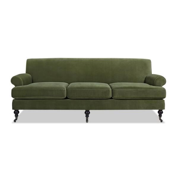 Jennifer Taylor Alana 88 In Olive Green Performance Velvet 3 Seat Lawson Recessed Arm Sofa Metal Casters 63360 V036 The Home Depot Jennifer Taylor Alana 88 In Olive, Lawson Arm Sofa