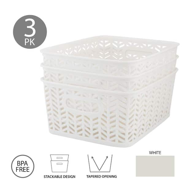 Modern White Storage Bins with handle – Theorganizingwarehouse