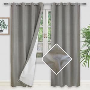 Elle 100% Blackout Grommet Curtains With Thermal Insulated Liner, 2 Panels, 50''x108'', Dark Grey