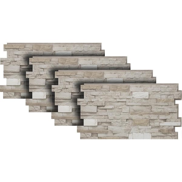 Urestone 24 in. x 48 in. Stacked Stone in Almond Taupe (4-Pack)