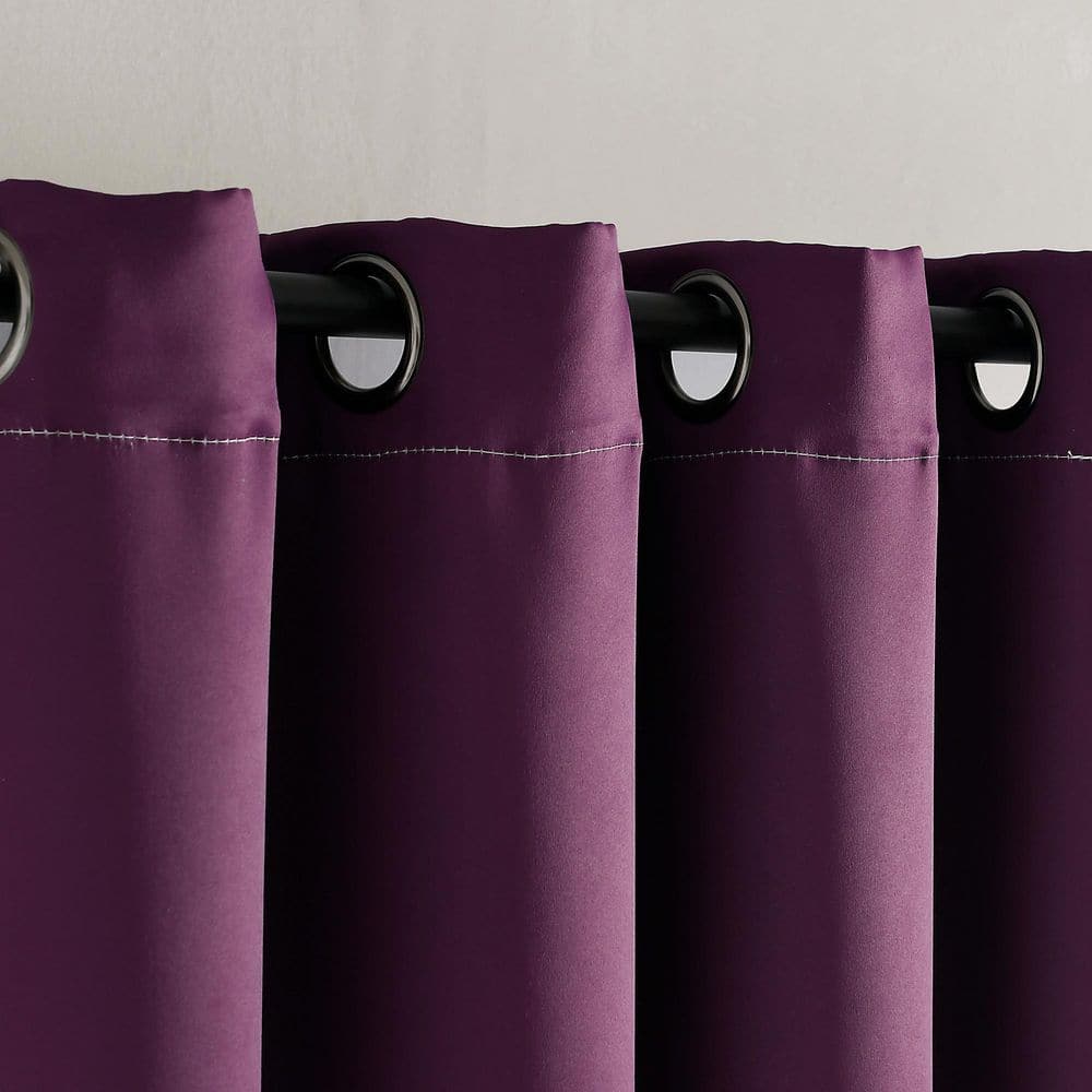 Alexander Color Block Purple and Gray Blackout Window Panels 52"W x 84"L