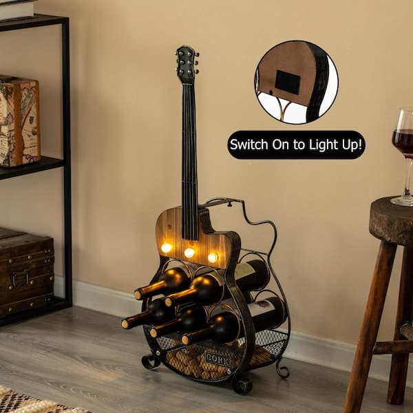 Vintiquewise Guitar Shape 5-Bottle Wine Rack - Vintage