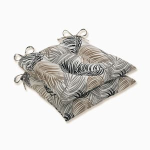 Floral 19 in. x 18.5 in. Outdoor Dining Chair Cushion in Black/Grey/Brown (Set of 2)