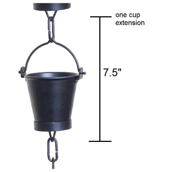 Aluminum Black #8146BLK U-nitt 8.5 ft Rain Chain for Gutter Bucket Cup 