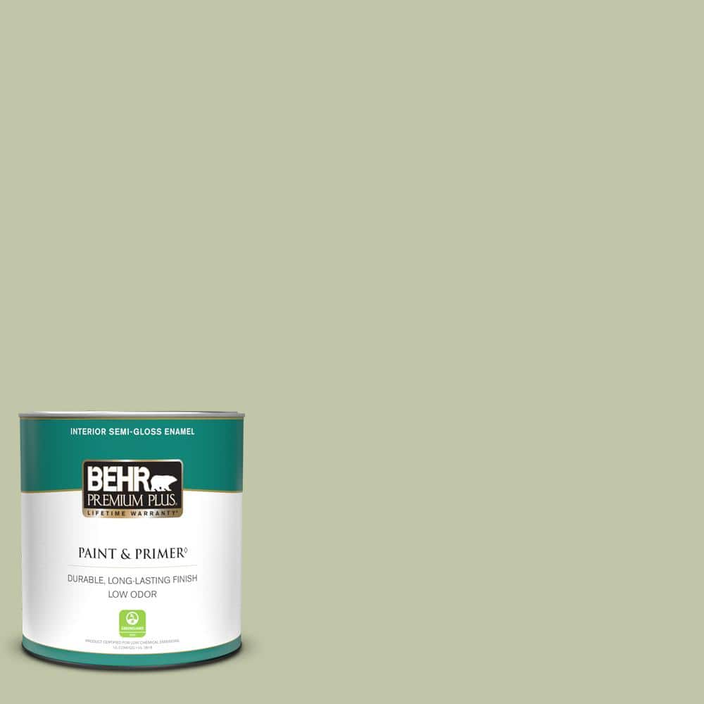 BEHR PREMIUM PLUS 1 qt. PPU1008 Minted Lemon SemiGloss Enamel Low