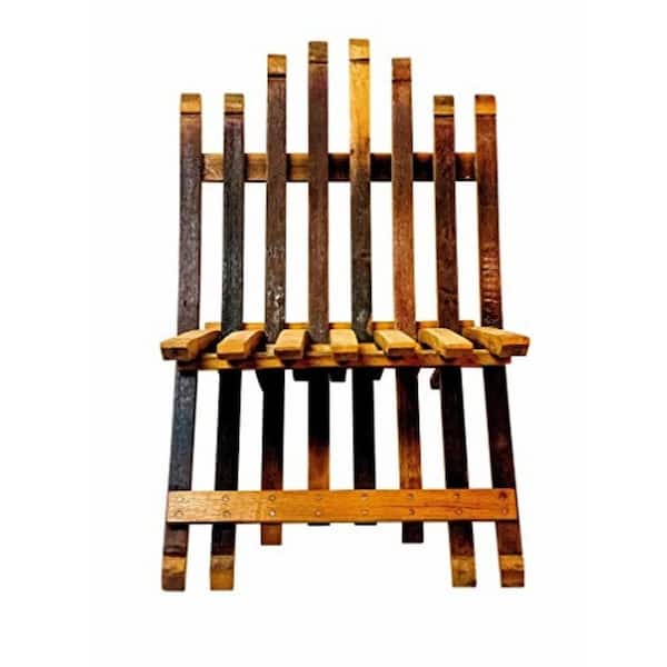 MGP Oak Folding Wood Wine Barrel Stave Outdoor Lounge Chair