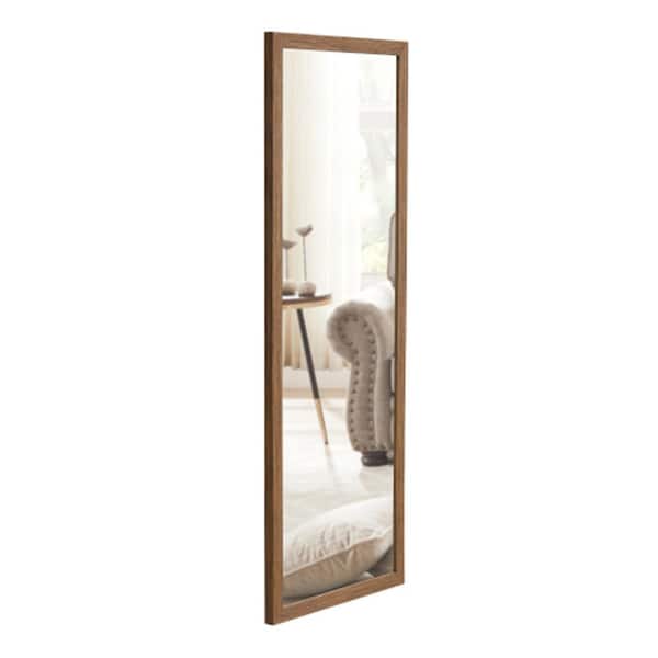 Unbranded 16 in. W x 44 in. H Large Rectangular Wood Framed Anti-Fog Wall Bathroom Vanity Mirror in Brown