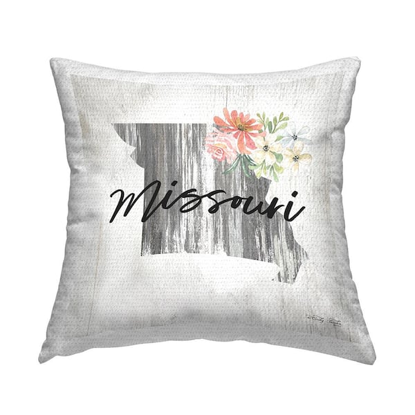 Stupell Industries Rustic Missouri Floral State Multi-Color Square Outdoor Throw Pillow
