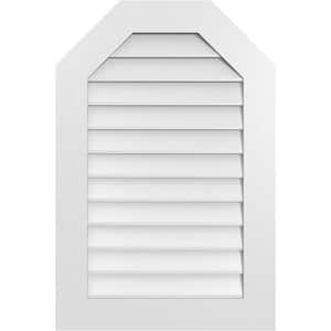 24 in. x 36 in. Octagonal Top Surface Mount PVC Gable Vent: Decorative with Standard Frame